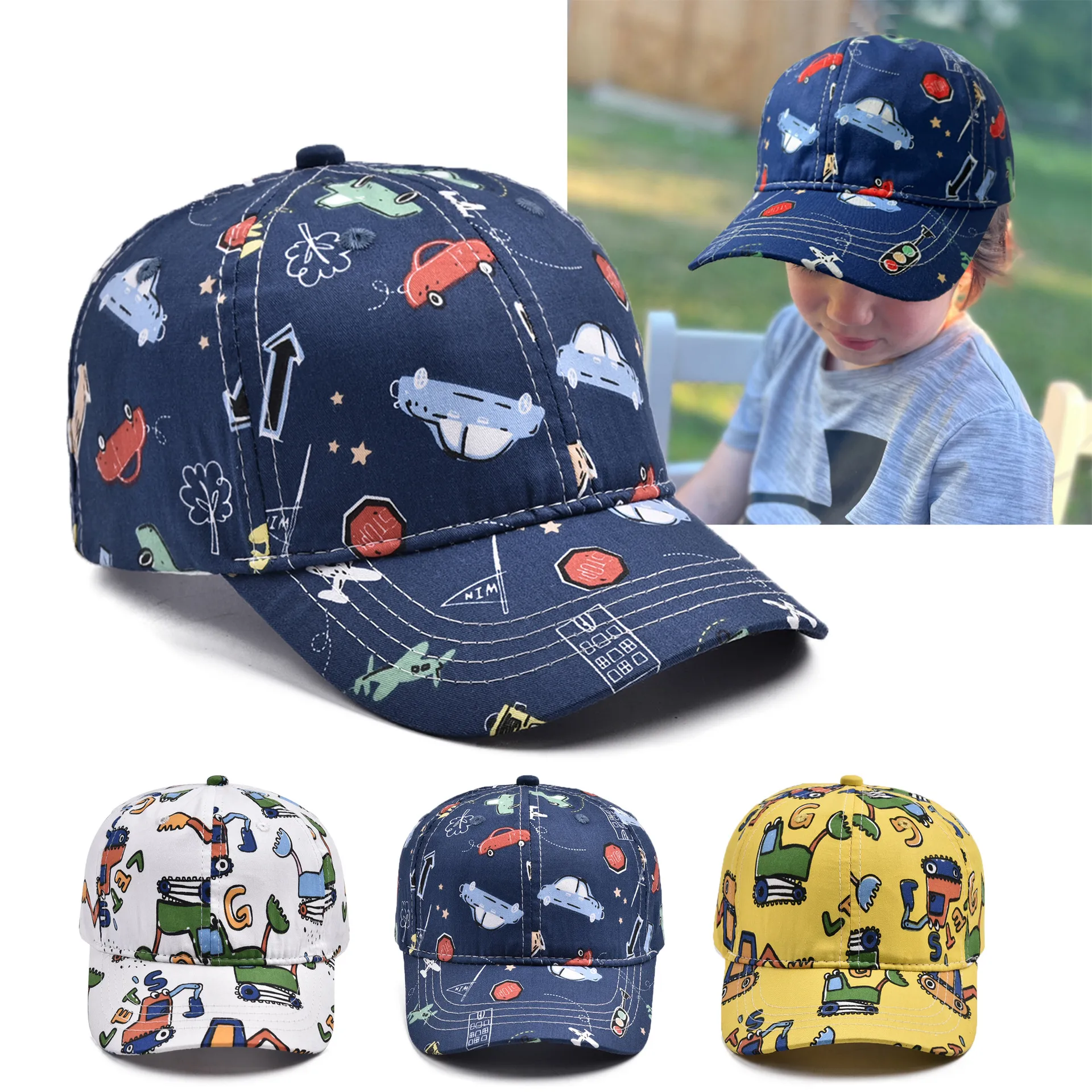 Children Unisex Cute Pastoral Car Printing Baseball Cap display picture 1
