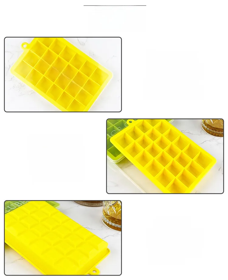 Silicone Ice Tray 24 Grid With Lid Household Refrigerator Ice Maker Ice Tray Ice Cube Mold Square Ice Box Factory In Stock display picture 2
