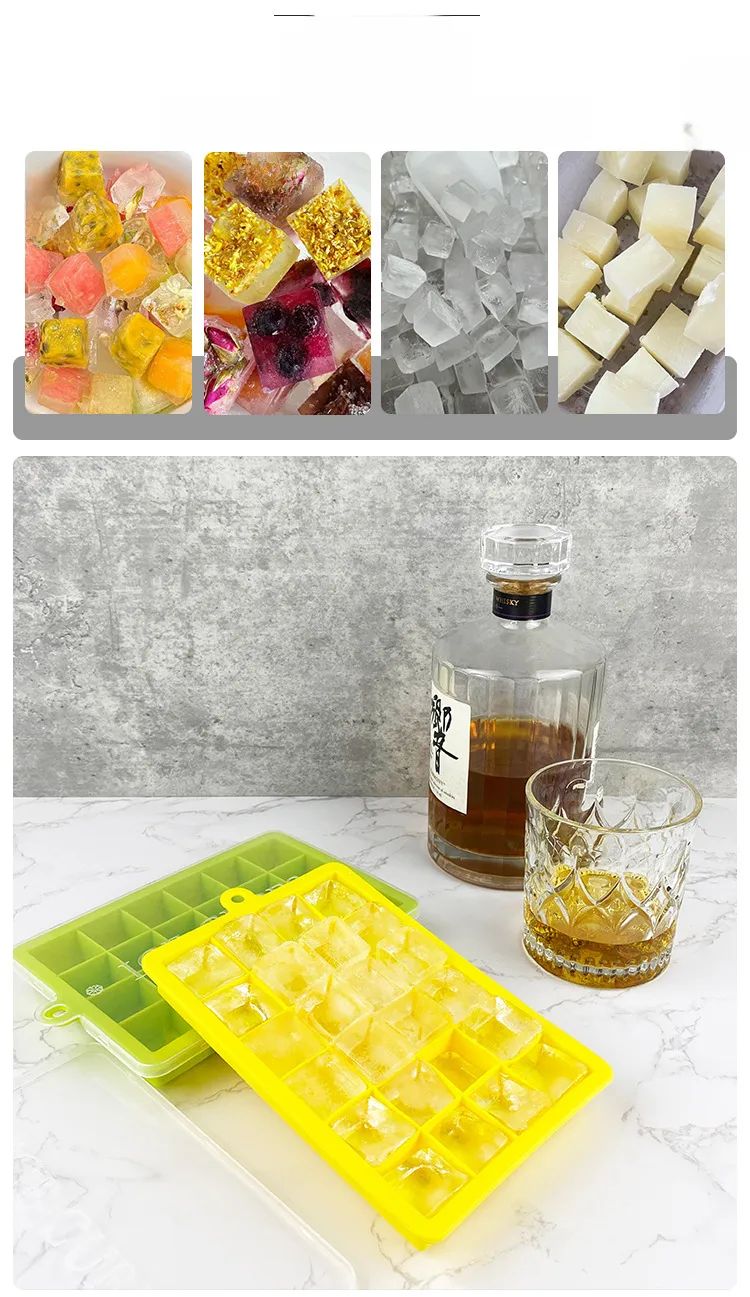 Silicone Ice Tray 24 Grid With Lid Household Refrigerator Ice Maker Ice Tray Ice Cube Mold Square Ice Box Factory In Stock display picture 6
