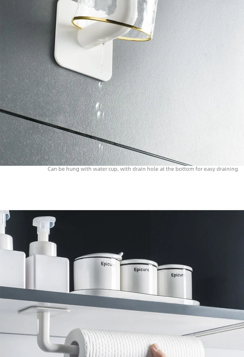 Punch-free Multi-functional Seamless Hook Lazy Rag Rack Kitchen Wall-mounted Tissue Storage Rack Wall Storage Rack display picture 6