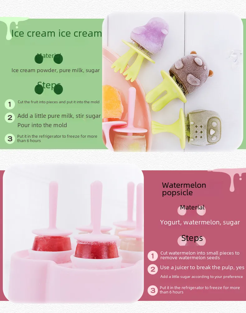 Children's Silicone Ice Cream Mold Mini Ice Cream Mold Home Popsicle Ball DIY Mold Homemade Ice Block Popsicle Mold display picture 3