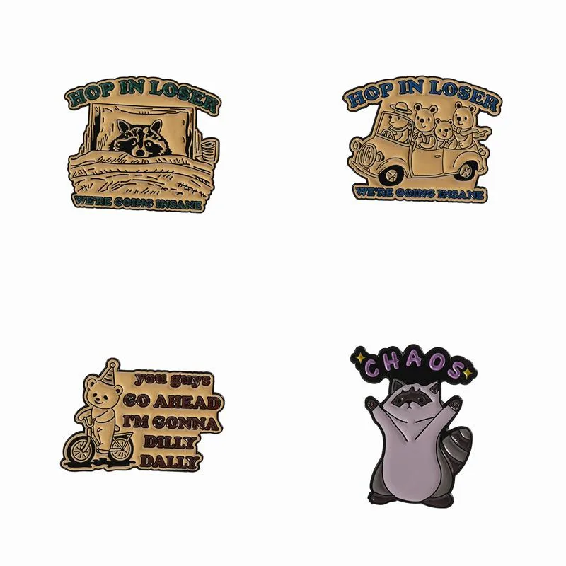 Cartoon Style Cute Bear Cat Alloy Stamping Stoving Varnish Plating Unisex Brooches display picture 1