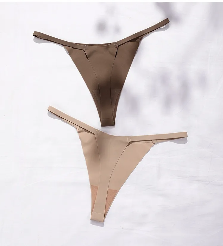 Solid Color Seamless Breathable Quick Dry Low Waist T/thong Panties display picture 4