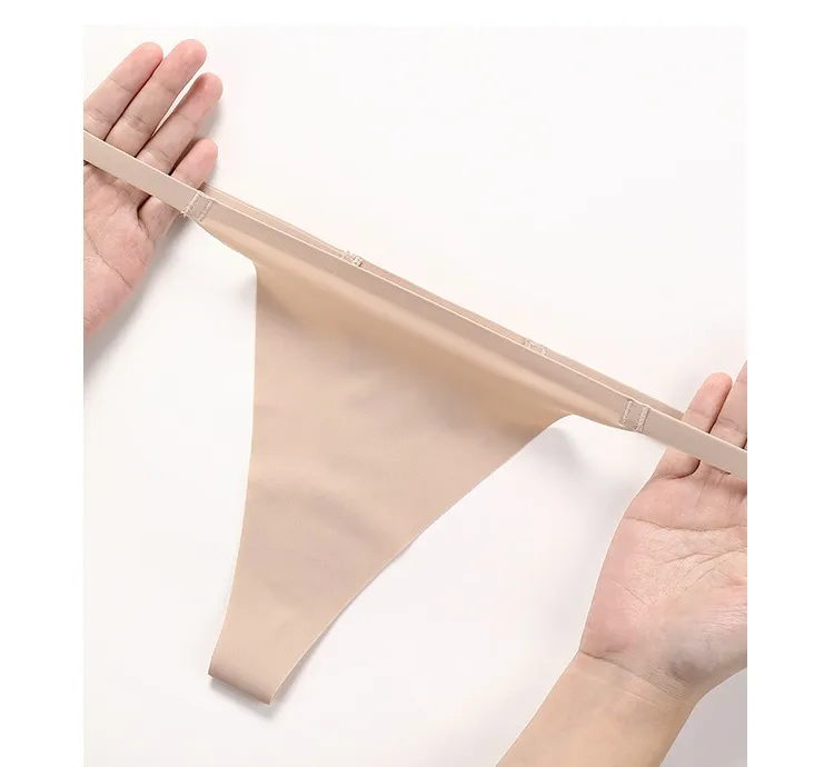 Solid Color Seamless Breathable Quick Dry Low Waist T/thong Panties display picture 5