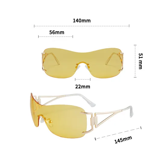 Y2K Hawaiian Geometric Ac Special-Shaped Mirror Frameless Glasses display picture 1