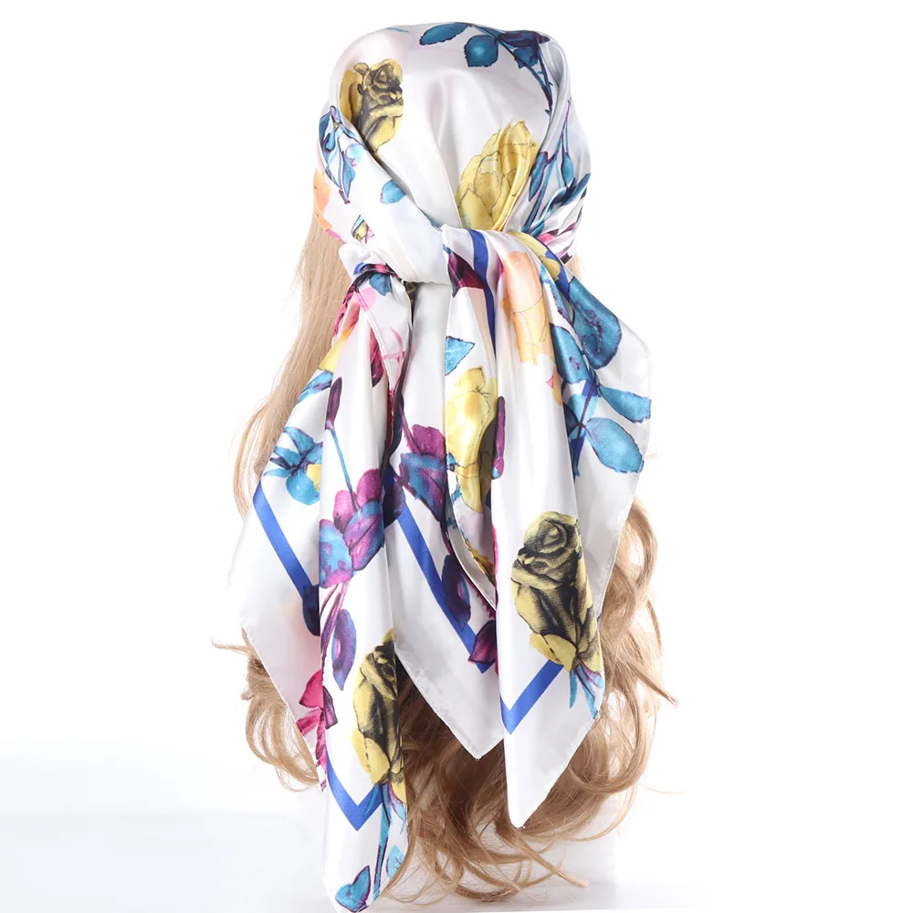 Women's IG Style Casual Pastoral Oil Painting Satin Silk Scarf Kerchief Bandanas display picture 3