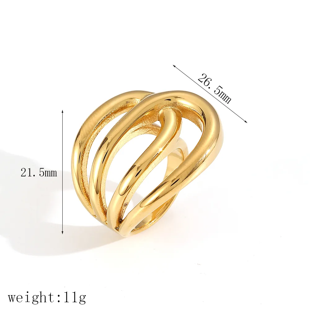 IG Style Geometric 304 Stainless Steel Plating 18K Gold Plated Women's Rings display picture 4