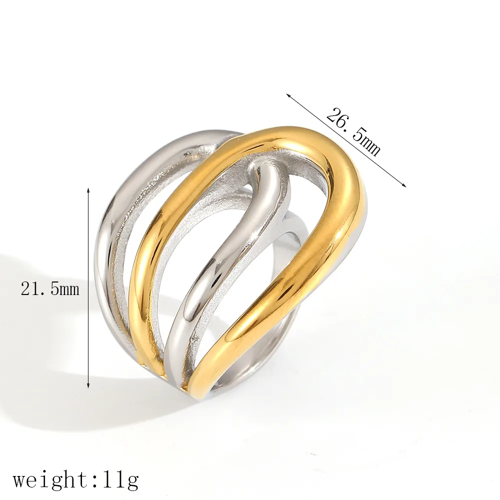 IG Style Geometric 304 Stainless Steel Plating 18K Gold Plated Women's Rings display picture 6