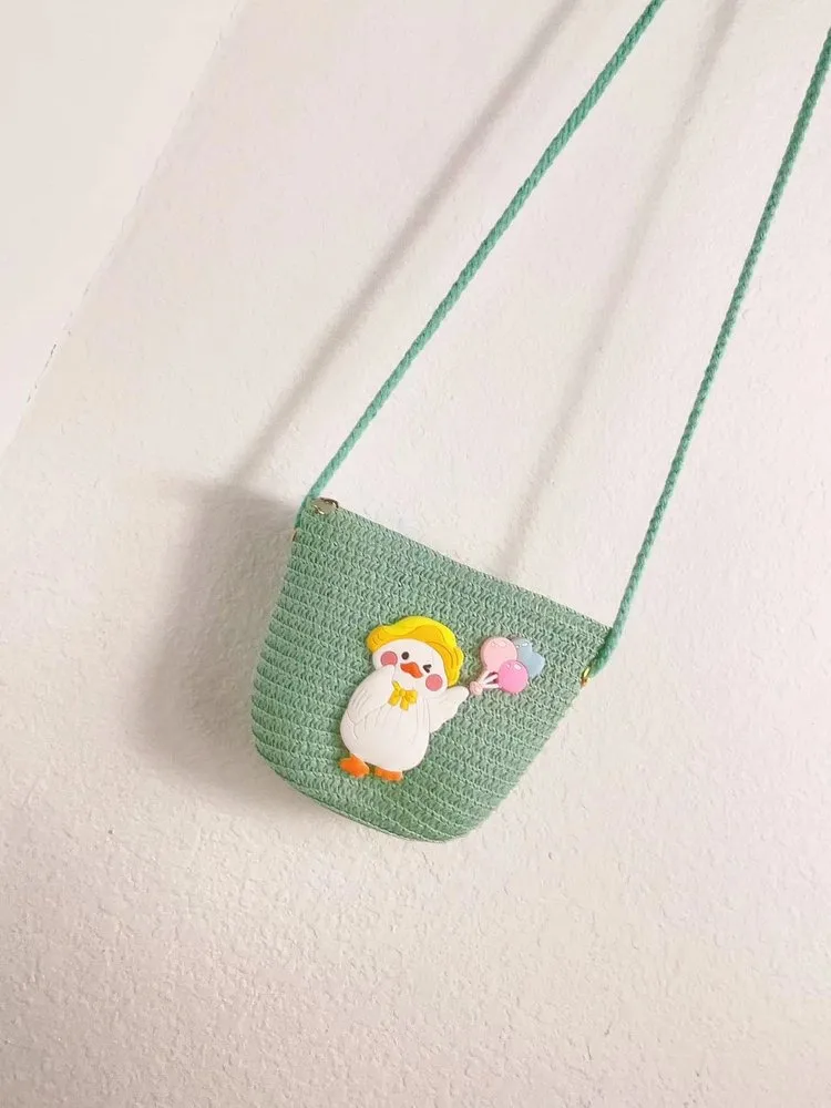 Kid'S Straw Animal Cartoon Cute Vacation Square Zipper Shoulder Bag display picture 9