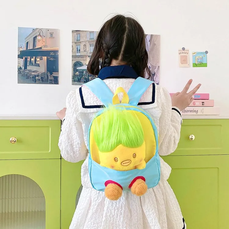 Kid'S Nylon Cartoon Color Block Cute Square Zipper Functional Backpack display picture 2