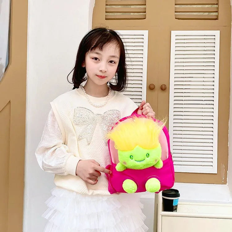 Kid'S Nylon Cartoon Color Block Cute Square Zipper Functional Backpack display picture 5