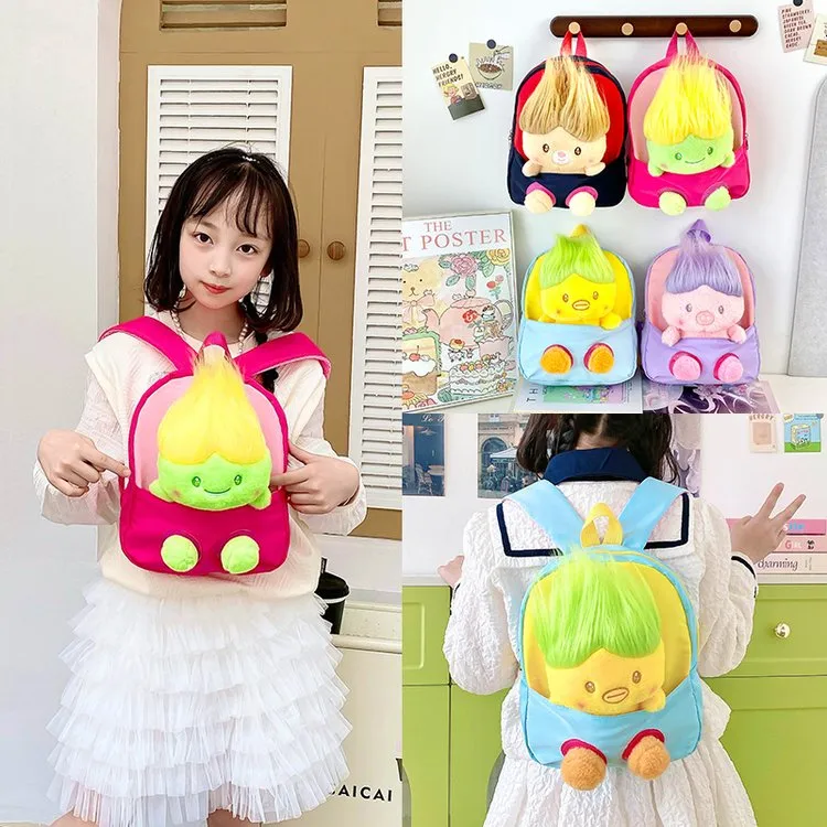 Kid'S Nylon Cartoon Color Block Cute Square Zipper Functional Backpack display picture 7