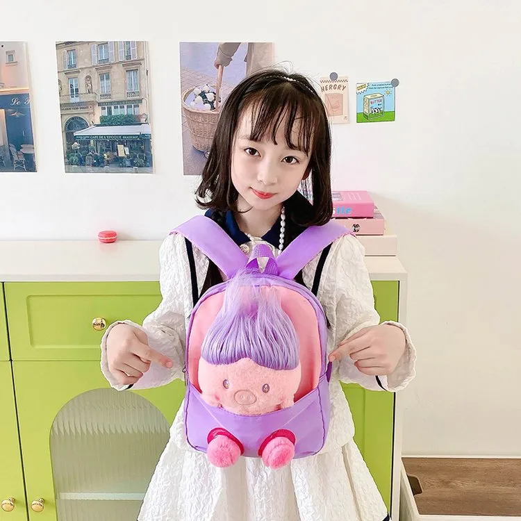 Kid'S Nylon Cartoon Color Block Cute Square Zipper Functional Backpack display picture 21
