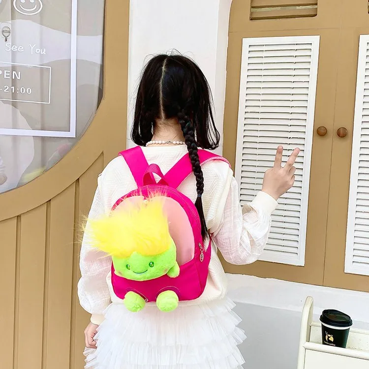 Kid'S Nylon Cartoon Color Block Cute Square Zipper Functional Backpack display picture 15