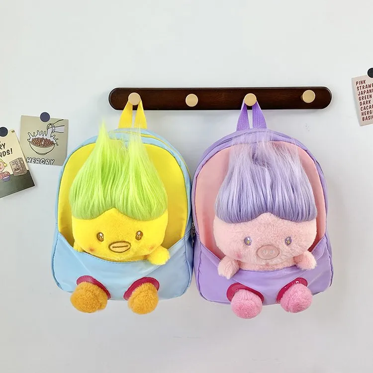 Kid'S Nylon Cartoon Color Block Cute Square Zipper Functional Backpack display picture 13