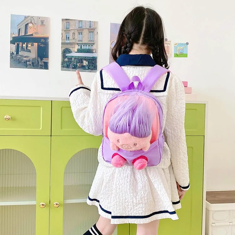 Kid'S Nylon Cartoon Color Block Cute Square Zipper Functional Backpack display picture 19
