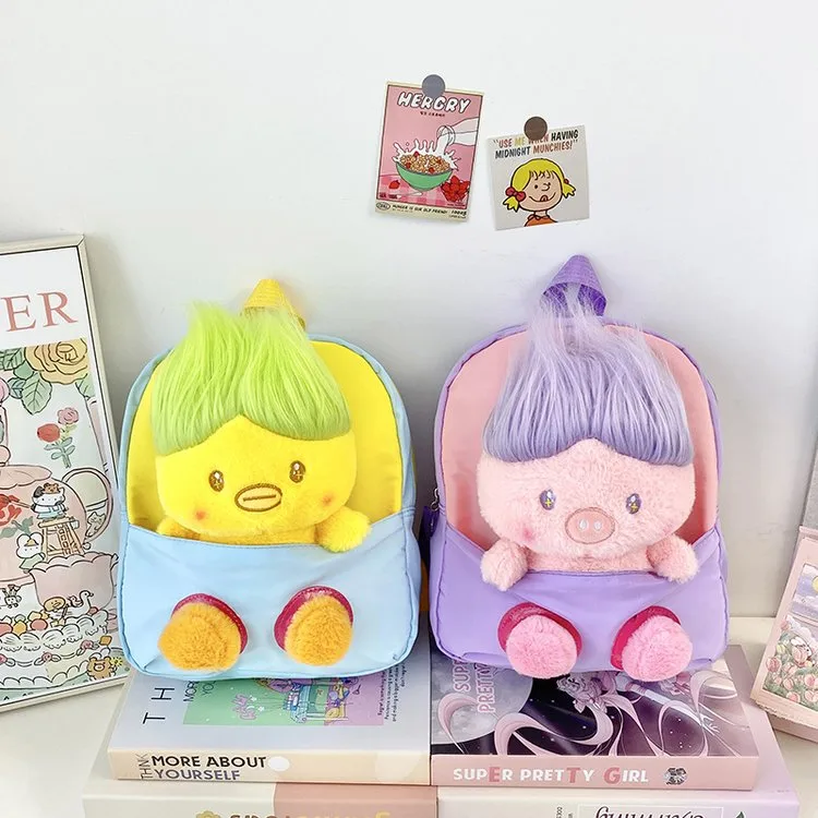 Kid'S Nylon Cartoon Color Block Cute Square Zipper Functional Backpack display picture 22
