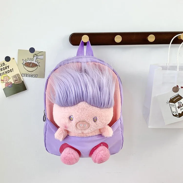 Kid'S Nylon Cartoon Color Block Cute Square Zipper Functional Backpack display picture 16