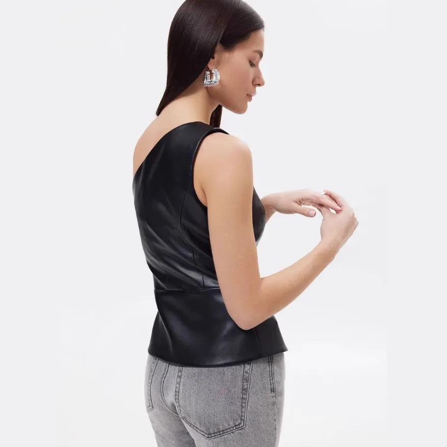 Women's Leather Jacket Vest Tank Tops Button Y2K Solid Color display picture 5