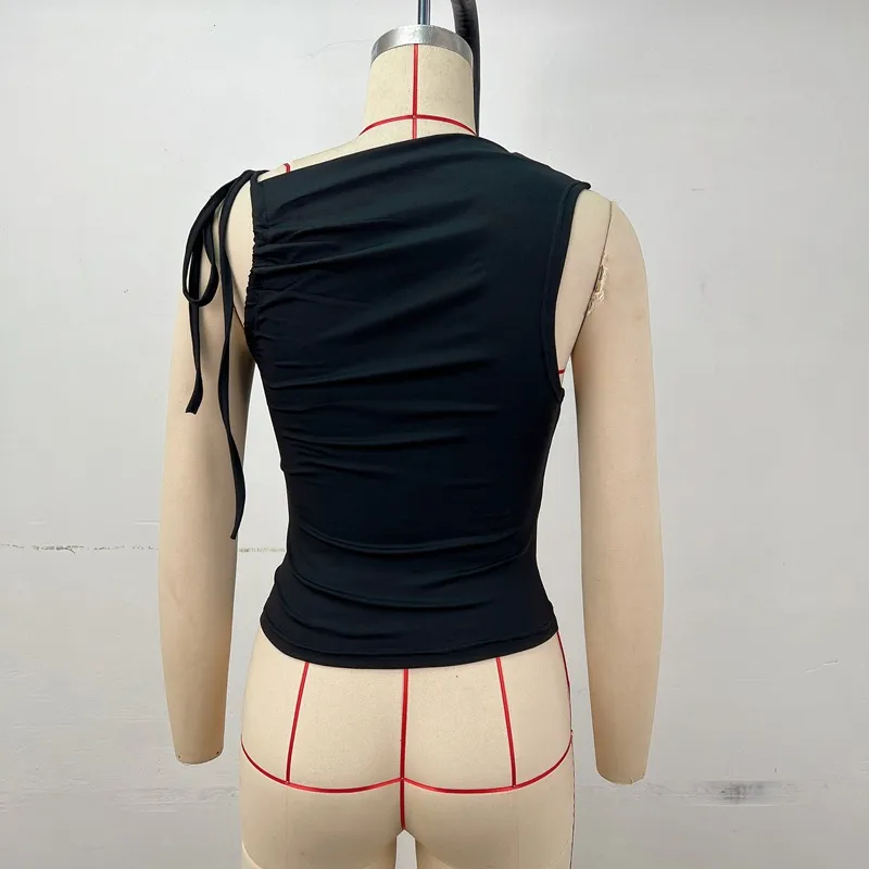 Women's Vest Tank Tops Lace-Up Simple Style Classic Style Solid Color display picture 4