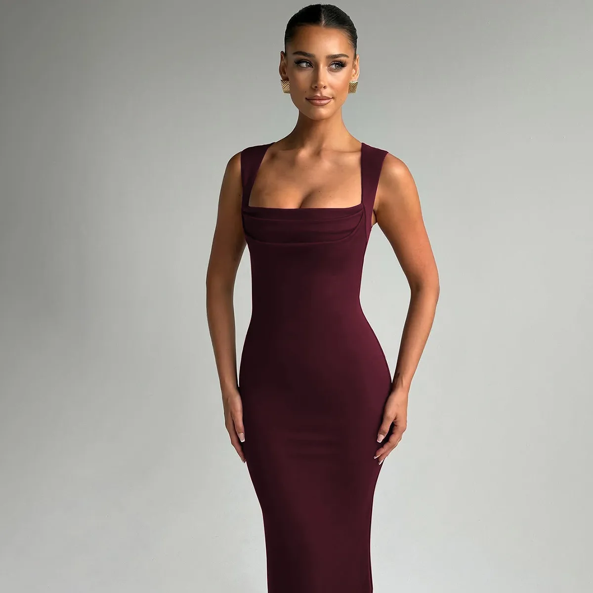 Women's Sheath Dress Elegant Classic Style Strap Solid Color Sleeveless Solid Color Maxi Long Dress Daily Party display picture 3