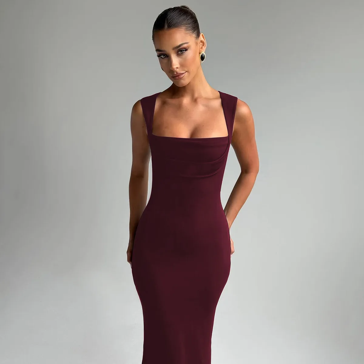 Women's Sheath Dress Elegant Classic Style Strap Solid Color Sleeveless Solid Color Maxi Long Dress Daily Party display picture 2