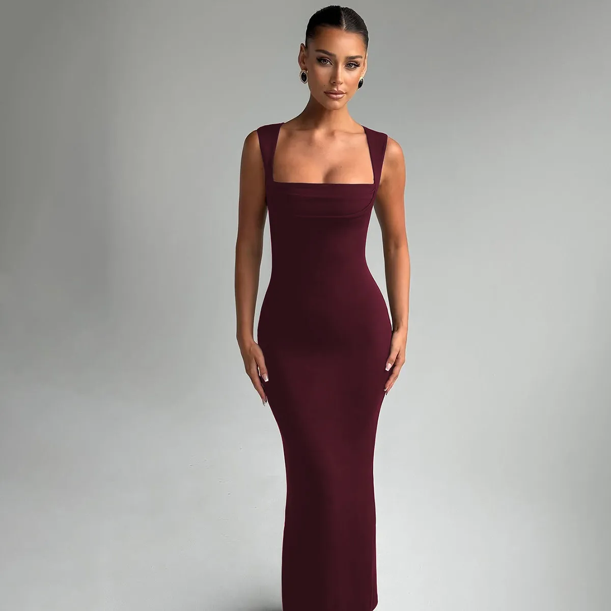 Women's Sheath Dress Elegant Classic Style Strap Solid Color Sleeveless Solid Color Maxi Long Dress Daily Party display picture 4