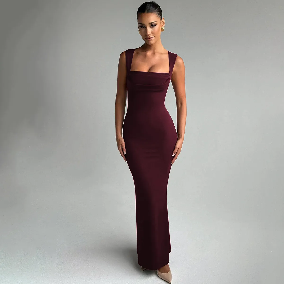 Women's Sheath Dress Elegant Classic Style Strap Solid Color Sleeveless Solid Color Maxi Long Dress Daily Party display picture 5