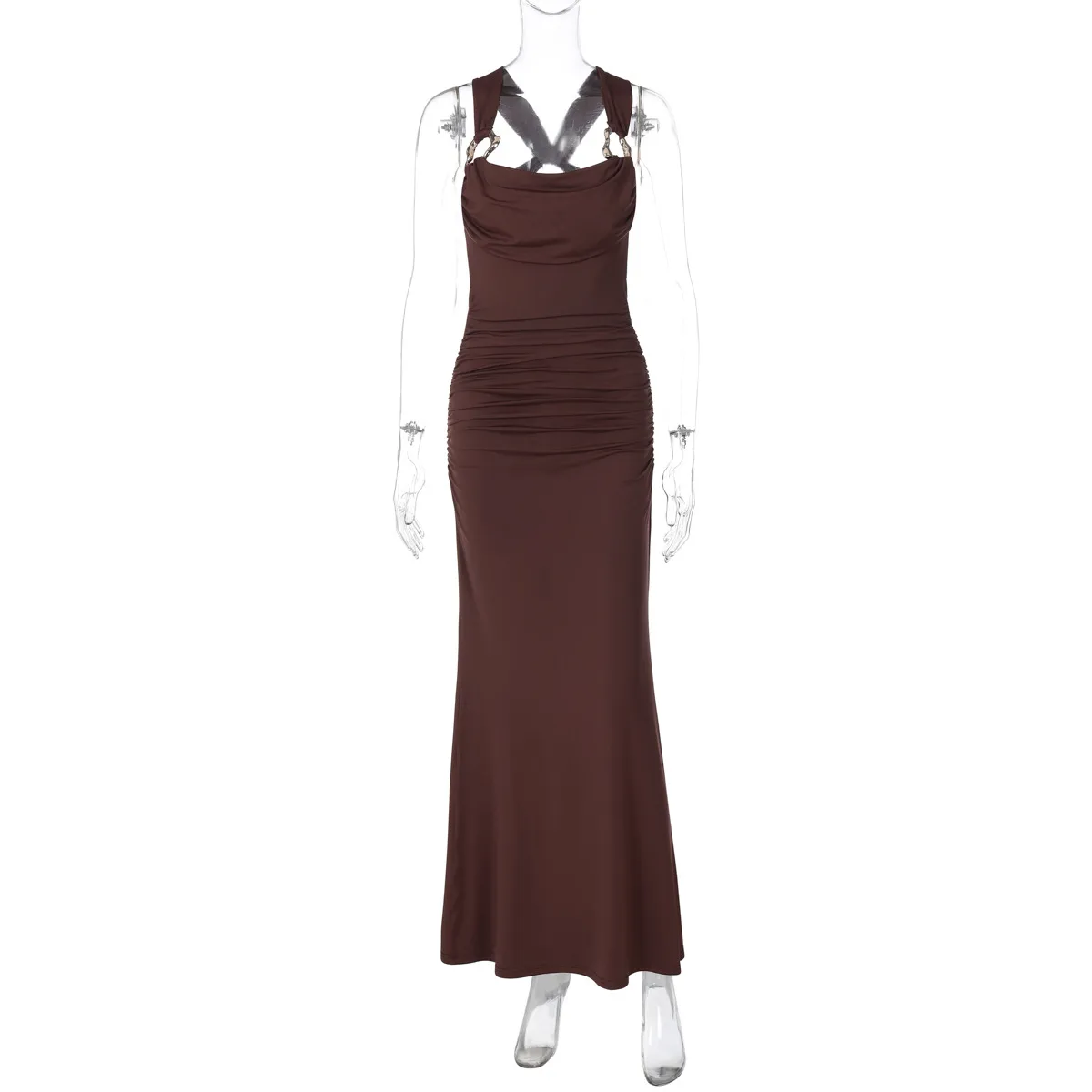 Women's Trumpet Dress Elegant Strap Sleeveless Solid Color Maxi Long Dress Party Tea Party display picture 14