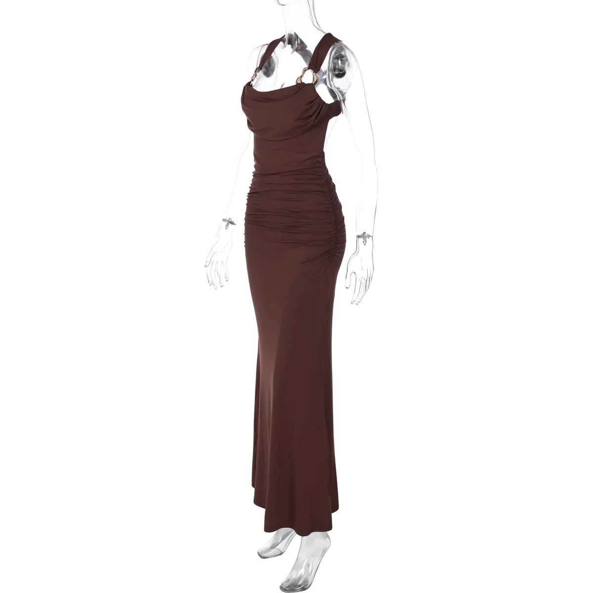 Women's Trumpet Dress Elegant Strap Sleeveless Solid Color Maxi Long Dress Party Tea Party display picture 15