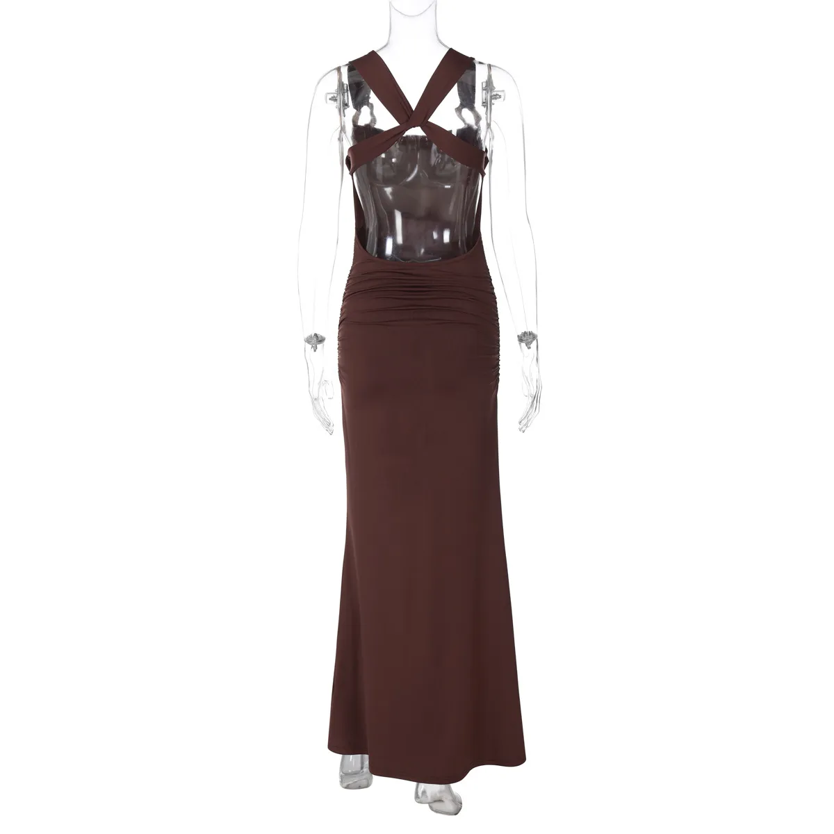 Women's Trumpet Dress Elegant Strap Sleeveless Solid Color Maxi Long Dress Party Tea Party display picture 16