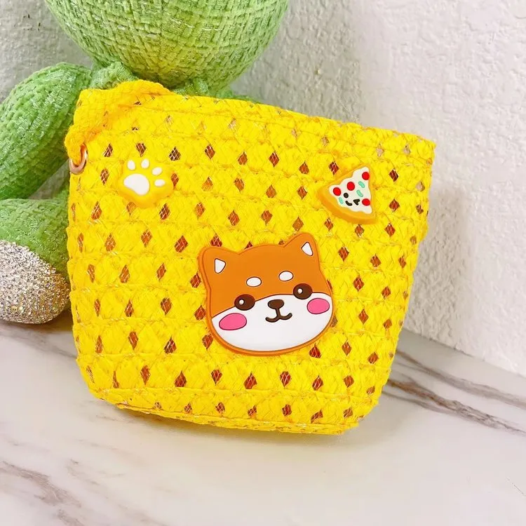 Kid'S Straw Animal Cartoon Cute Square Zipper Shoulder Bag display picture 4