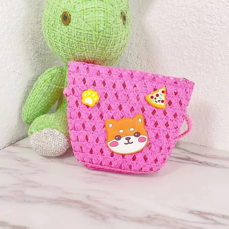 Kid'S Straw Animal Cartoon Cute Square Zipper Shoulder Bag display picture 1