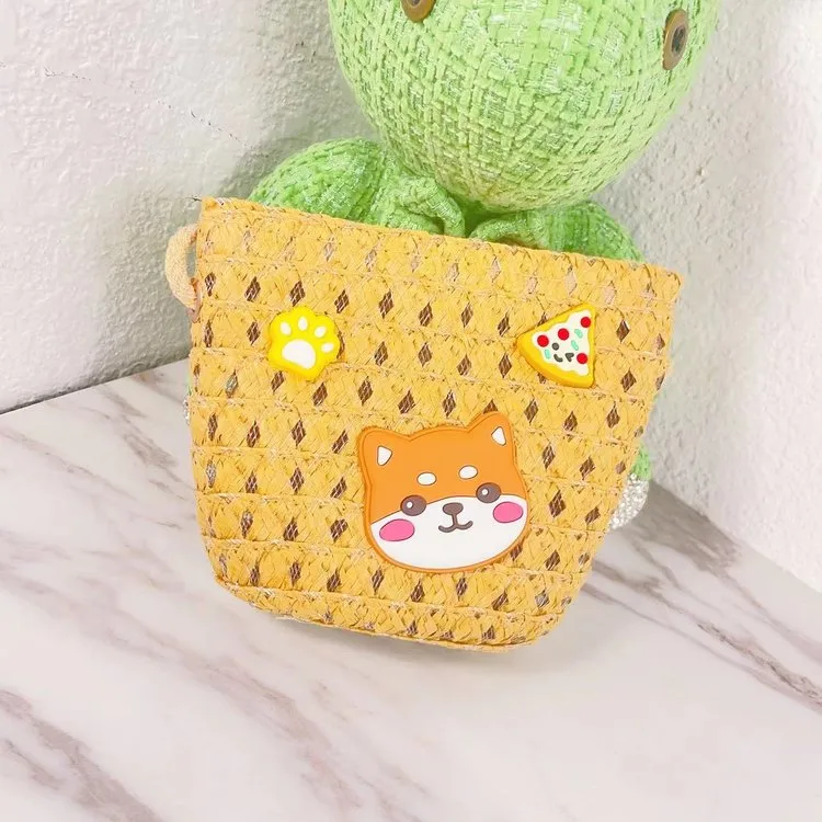 Kid'S Straw Animal Cartoon Cute Square Zipper Shoulder Bag display picture 5
