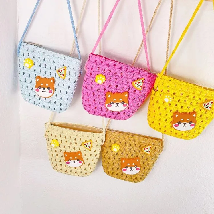 Kid'S Straw Animal Cartoon Cute Square Zipper Shoulder Bag display picture 7