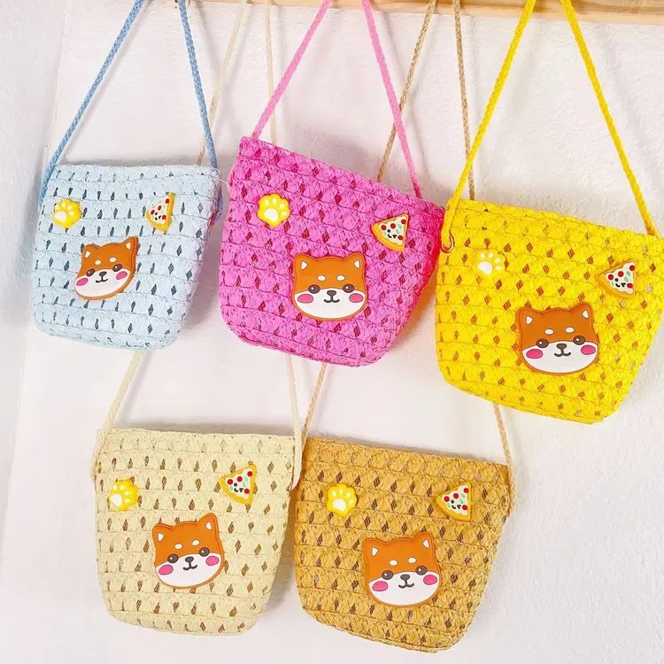 Kid'S Straw Animal Cartoon Cute Square Zipper Shoulder Bag display picture 6