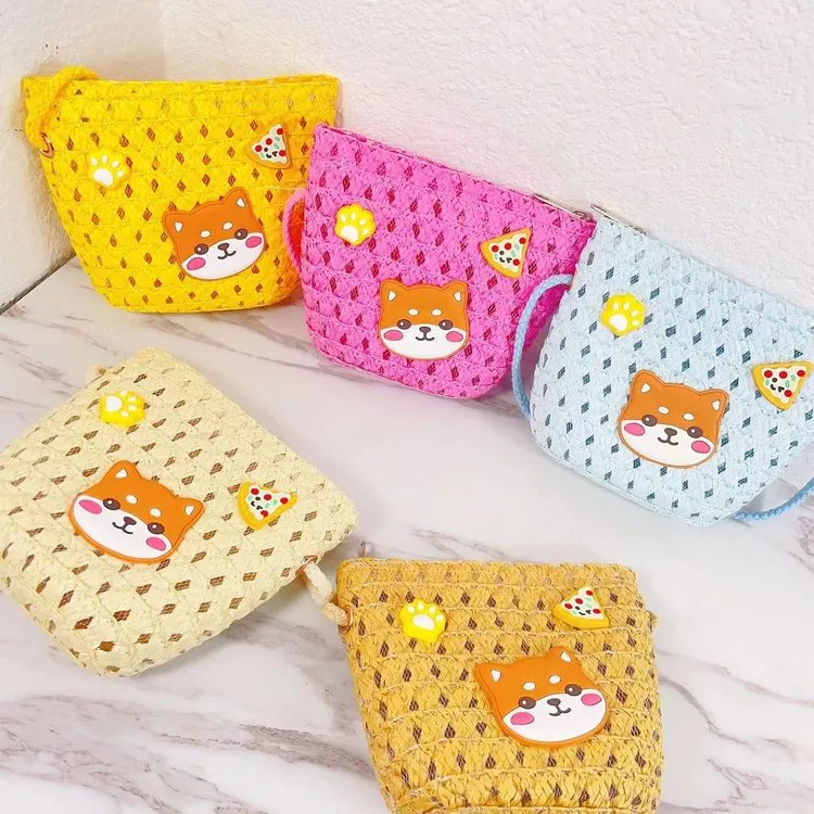 Kid'S Straw Animal Cartoon Cute Square Zipper Shoulder Bag display picture 8