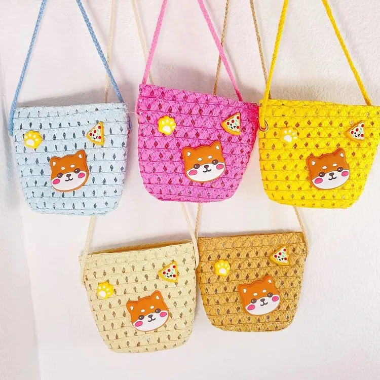 Kid'S Straw Animal Cartoon Cute Square Zipper Shoulder Bag display picture 9
