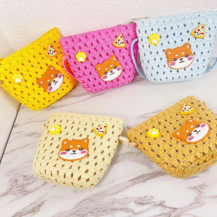 Kid'S Straw Animal Cartoon Cute Square Zipper Shoulder Bag display picture 10