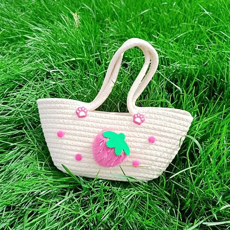 Women's Cotton Strawberry Vacation Square Zipper Handbag display picture 6