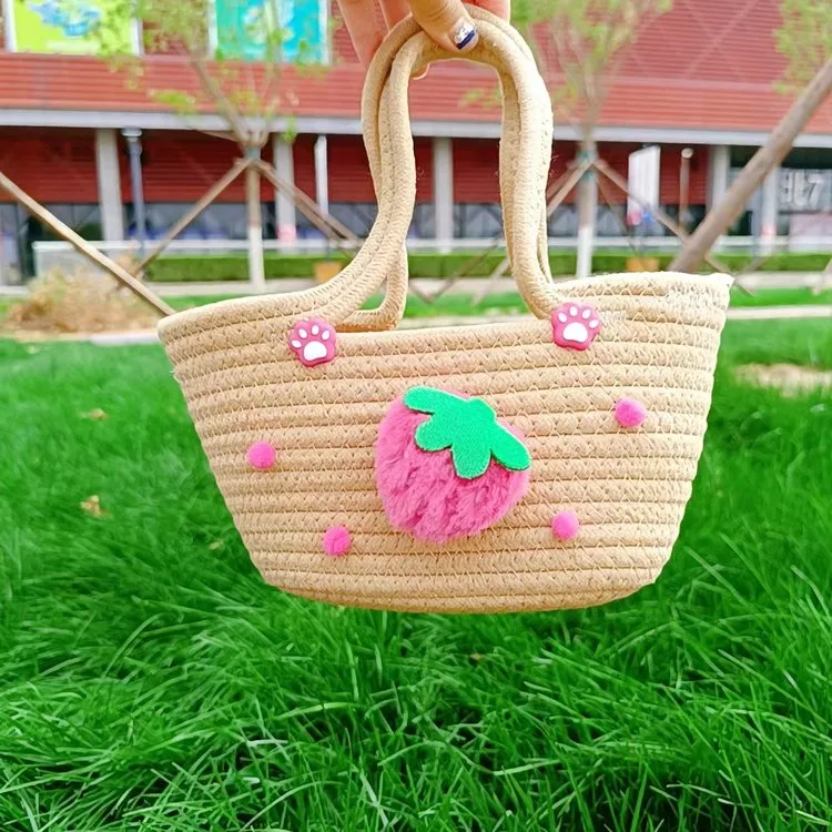 Women's Cotton Strawberry Vacation Square Zipper Handbag display picture 4