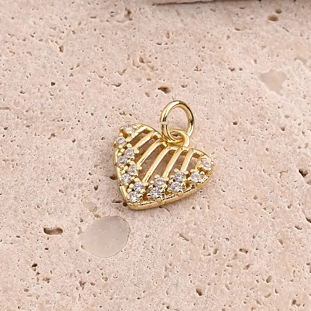 Casual Vacation Red Heart Flower Copper Handmade Polishing Enamel Zircon 18K Gold Plated White Gold Plated DIY Jewelry Accessories display picture 4