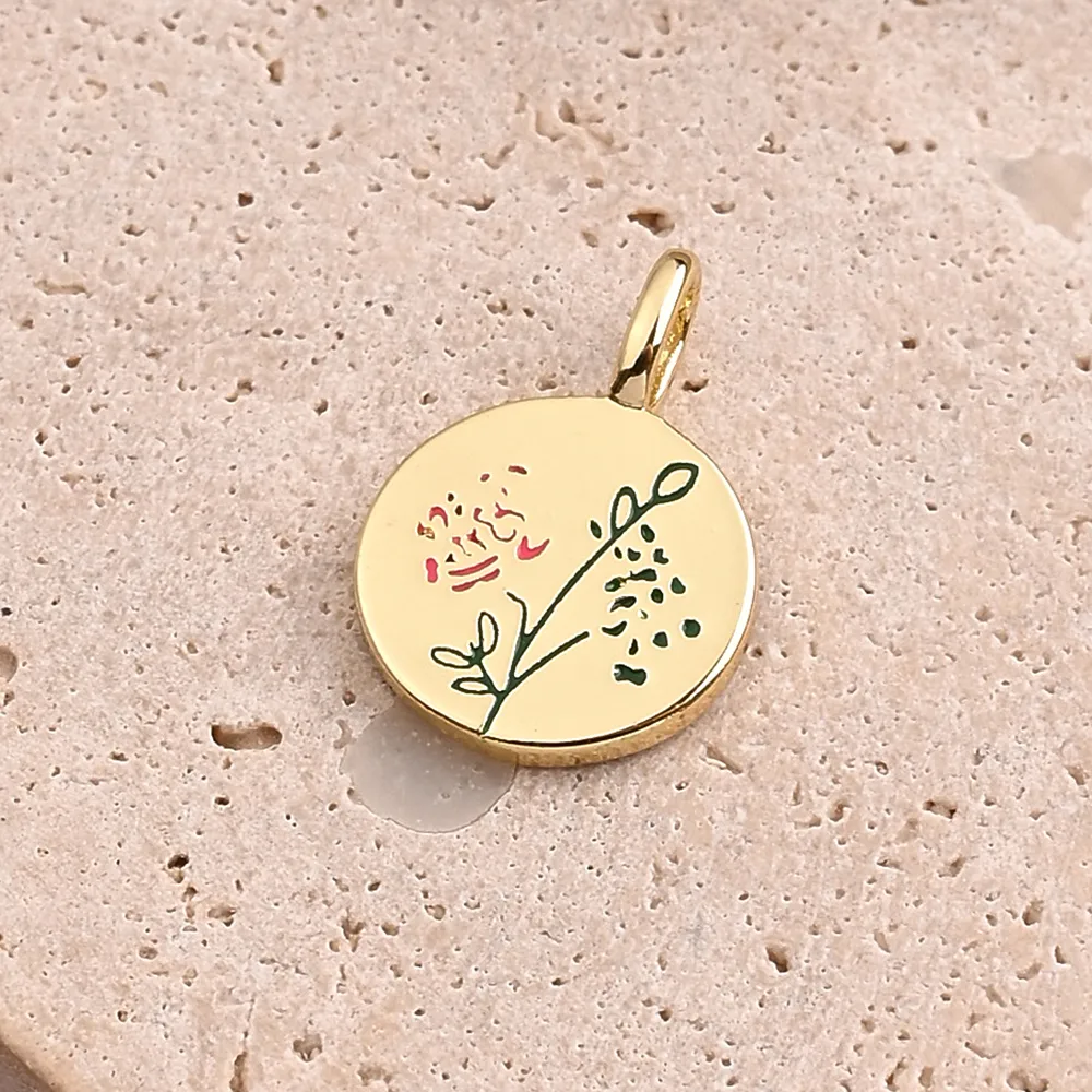 Casual Vacation Red Heart Flower Copper Handmade Polishing Enamel Zircon 18K Gold Plated White Gold Plated DIY Jewelry Accessories display picture 3