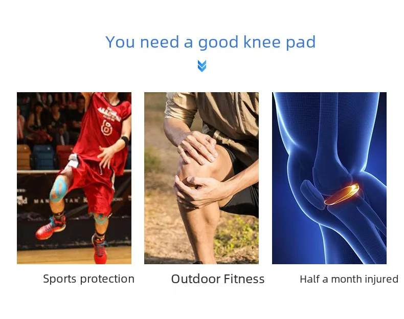 Sports Knee Pads Fitness Training Knee Protection Support Aid Silicone Shock Absorption Pressure Aluminum Bar Pads display picture 7