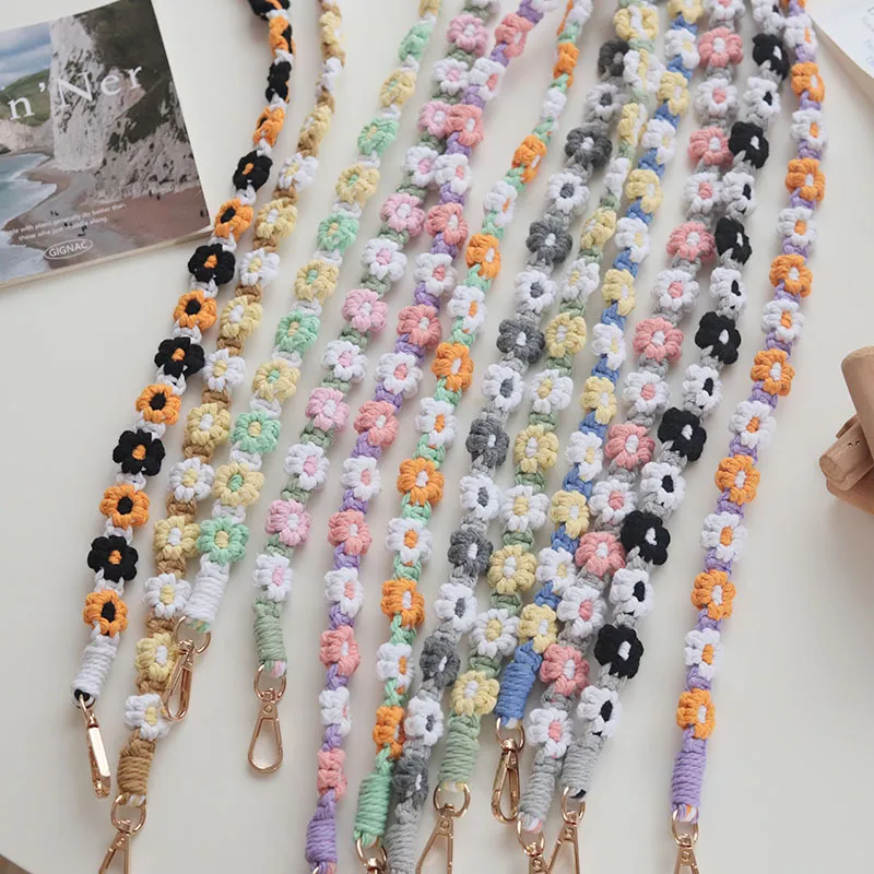 Factory Direct  Hot Selling Bohemian Woven Daisy Flower Badge Neck Lanyard Mobile Phone Lanyard Strap Women display picture 5