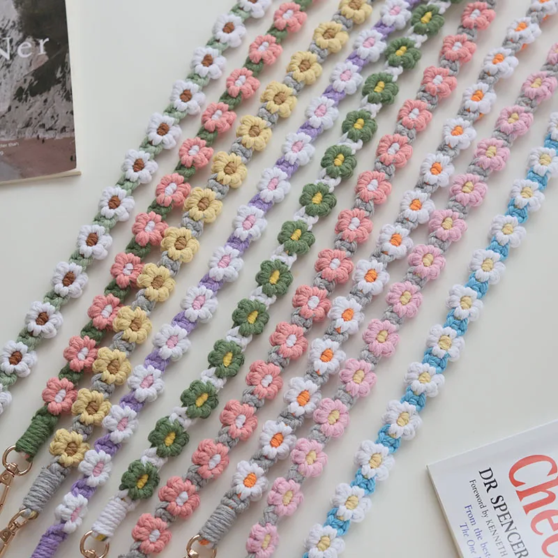 Factory Direct  Hot Selling Bohemian Woven Daisy Flower Badge Neck Lanyard Mobile Phone Lanyard Strap Women display picture 6