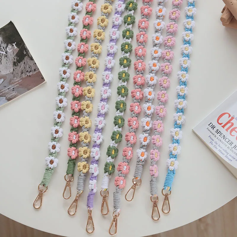 Factory Direct  Hot Selling Bohemian Woven Daisy Flower Badge Neck Lanyard Mobile Phone Lanyard Strap Women display picture 7