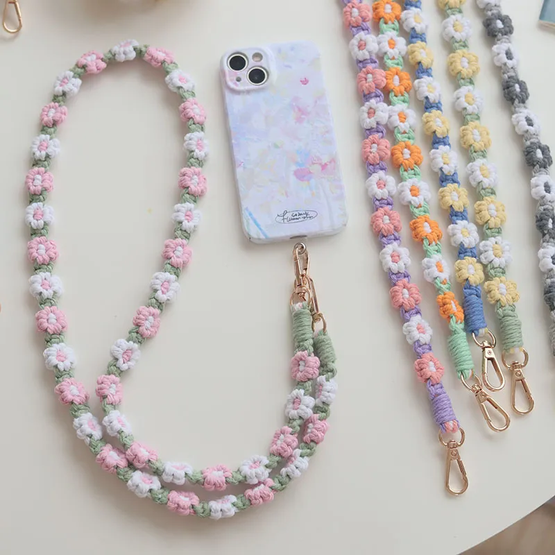 Factory Direct  Hot Selling Bohemian Woven Daisy Flower Badge Neck Lanyard Mobile Phone Lanyard Strap Women display picture 10