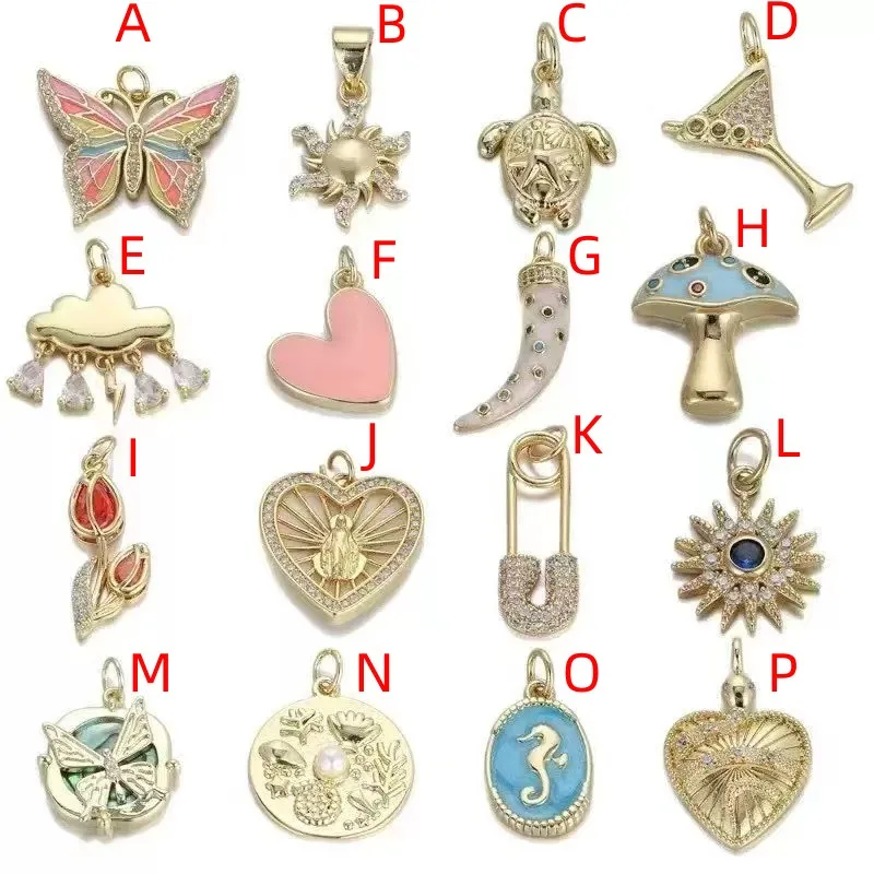 Casual Simple Style Heart Shape Butterfly Shell Copper Polishing Enamel Inlay Acrylic Pearl Zircon 18K Gold Plated DIY Jewelry Accessories display picture 2