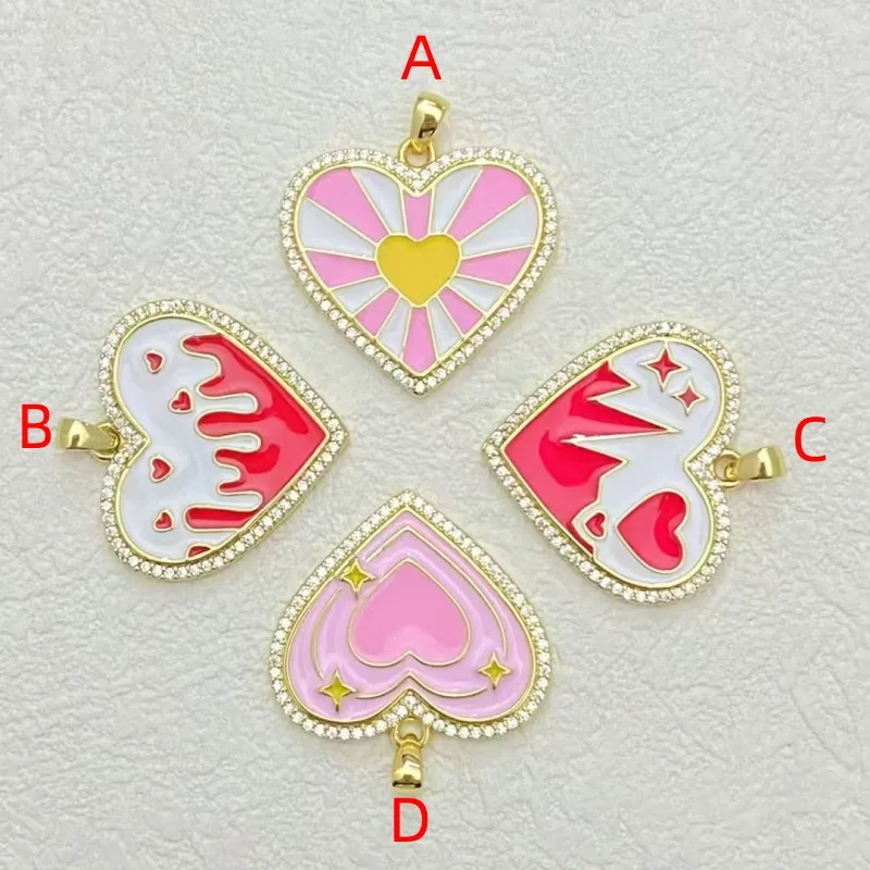 IG Style Casual Simple Style Star Heart Shape Copper Polishing Enamel Inlay Zircon 18K Gold Plated DIY Jewelry Accessories display picture 2